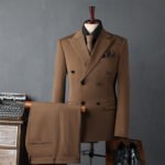 Men's Double-Breasted Suit Business Formal Wear Korean Groomsmen Wedding Groom Jacket