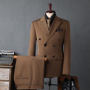 Men's Double-Breasted Suit Business Formal Wear Korean Groomsmen Wedding Groom Jacket