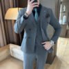 Suit Men's Suit Business Formal Wear Black Double-Breasted Wedding Suit Men's Autumn and Winter New Wedding Dress