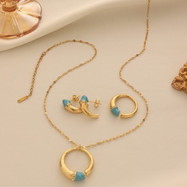 Cross-Border Turkish Circular Necklace Three-Piece Set, Niche Ethnic High-End Jewelry