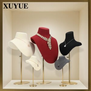 Microfibre Necklace Display Bust – Metal Jewellery Stand