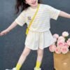 O1CN01iR0wib1CSEQl0gpPC_2218561860079-0-cib Girls' Summer Striped Short-Sleeve T-Shirt, Casual Rainbow Stripe Design