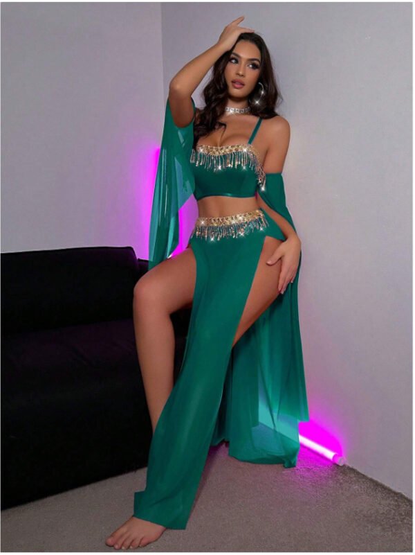 Cross-Border Foreign Trade European and American New Sexy Lingerie Sexy Women's Rhinestone Tassel Chain Dance Outfit Sexy Set