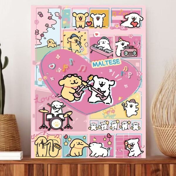 O1CN01ibXwjw2IlMlEWSxQS_2215606219326-0-cib Summer Line Puppy Digital Oil Painting, DIY Hand Coloring, Decompression Wall Art