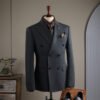 Striped Suit Set for Men, Business Formal Wear, Groomsman Attire, Wedding Groom Suit Jacket, Short Suit