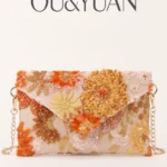 Embroidered Sequin Shoulder Bag - Niche Woven Straw Cloud Yarn Bag