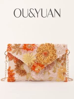 Embroidered Sequin Shoulder Bag - Niche Woven Straw Cloud Yarn Bag