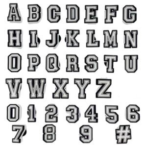 Black and White Letter and Number Shoe Charms - PVC Clog Decorations
