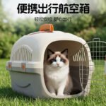 Pet Travel Crate with Skylight, Cat Carrier, Portable Travel Cage for Cats, Dog Carrier, Cat Box, Car-Mounted Space Capsule