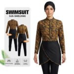 LNYY001-A Sun-Protective Swimsuit Three-Piece Set Plant Print