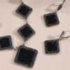 Trendy Ethnic Black Square Diamond Rhombus Jewelry Three-Piece Set 3 Trendy Ethnic Black Square Diamond Rhombus Jewelry Three-Piece Set