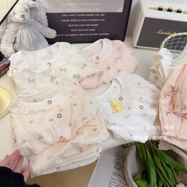O1CN01jU7hm61CSEK1ukCgx_2218561860079-0-cib Floral Western Style Long Sleeve Cardigan, Baby Spring Summer Autumn Doll Collar Cartoon Home Clothes Suit