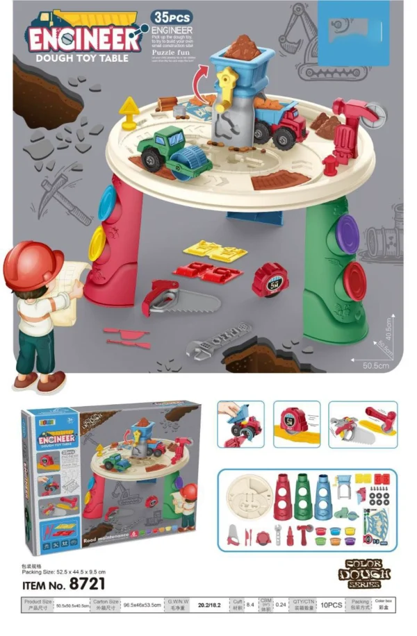 Engineering Colored Clay Round Table Toy - Kids DIY Clay Tool Set