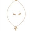 Copper Inlaid Zircon Meteor Shower Necklace Geometric Star Pendant Earrings Set