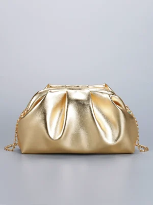 Gold Pleated Chain Crossbody Bag - Luxury Niche Fashion Party Clutch