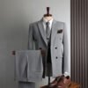 Double-Breasted Suit Set for Men, Formal Business Casual Slim Fit Plus Size Wholesale Wedding Blazer, High-End Feel