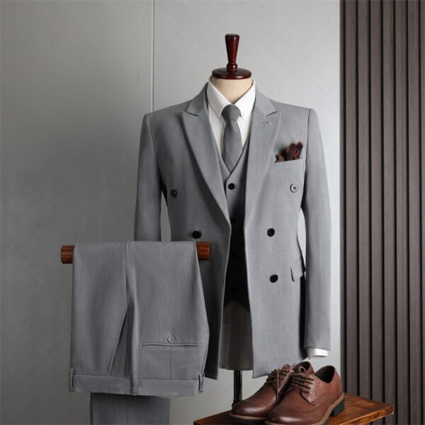 Double-Breasted Suit Set for Men, Formal Business Casual Slim Fit Plus Size Wholesale Wedding Blazer, High-End Feel