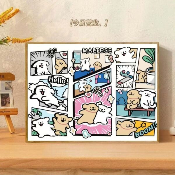 O1CN01kRbZyR2IlMlFb0aUx_2215606219326-0-cib Summer Line Puppy Digital Oil Painting, DIY Hand Coloring, Decompression Wall Art