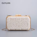 Wooden Handle Knitted Floral Handbag - Bohemian Crossbody Bag