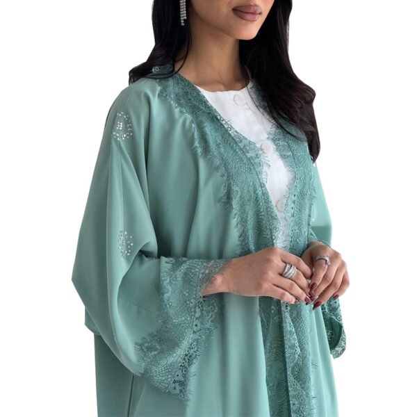 LN214 Lace Patchwork Long Coat Modest Robe