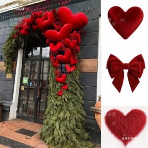 Flocked Heart & Bow Display Decorations – Christmas Shop Window Props