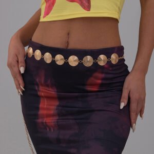 Minimalist Spiral Disc Waist Chain - Geometric Metal Body Chain