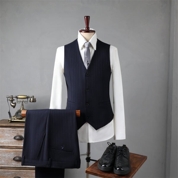Double Breasted Striped Suit Men's Business Slim Formal Wear Bridegroom Wedding Dress
