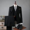 Double Breasted Striped Suit Men's Business Slim Formal Wear Bridegroom Wedding Dress