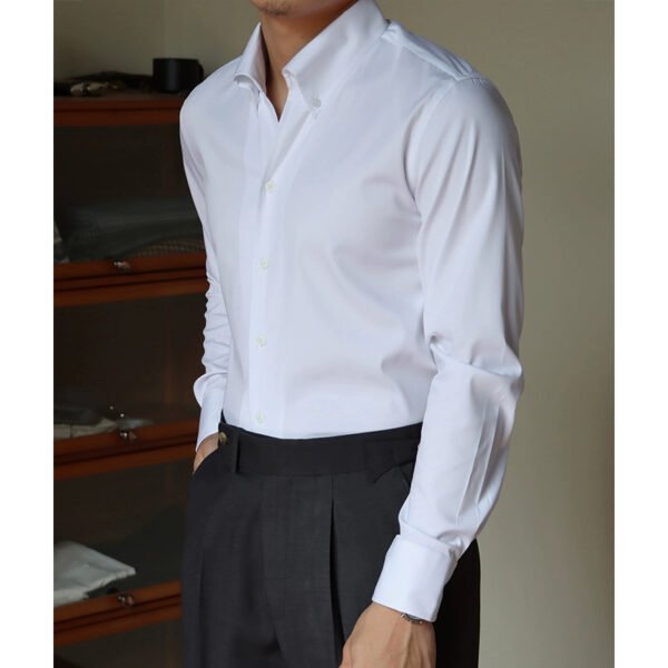 Men's Ice Silk Business Shirt - Wrinkle Free Long Sleeve Plain Shirt