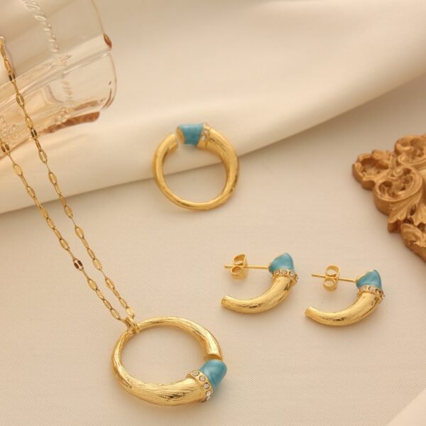 Cross-Border Turkish Circular Necklace Three-Piece Set, Niche Ethnic High-End Jewelry