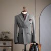 Double Breasted Striped Suit Men's Business Slim Formal Wear Bridegroom Wedding Dress