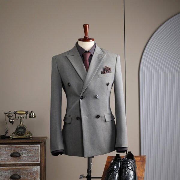 Double Breasted Striped Suit Men's Business Slim Formal Wear Bridegroom Wedding Dress