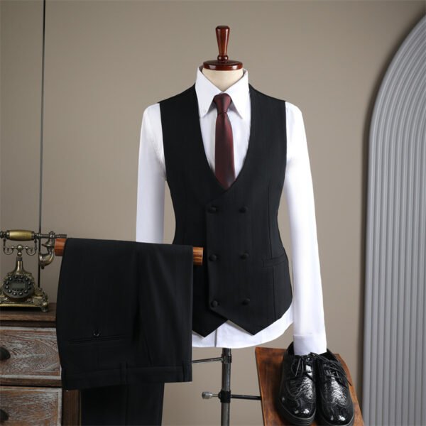 2025 Autumn and Winter Suit Men's High-End Double-Breasted Striped Suit Men's Suit Casual Groom's Wedding Dress