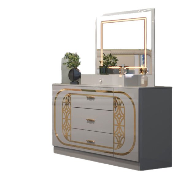 6-Piece Luxury Bedroom Suite - Ivory Bed, Wardrobe, Dressing Table & Chest