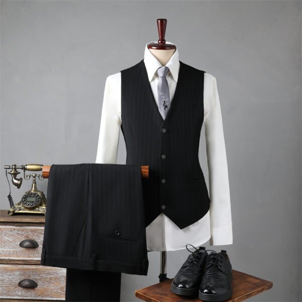 Double Breasted Striped Suit Men's Business Slim Formal Wear Bridegroom Wedding Dress