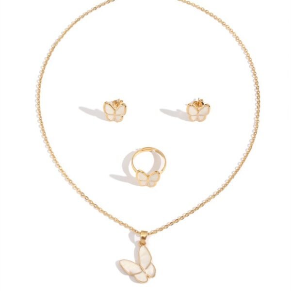 Korean Japanese Butterfly Pendant Oil Necklace Vintage Choker Earrings Set