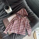 Girls Rainbow Hooded Top - Long Sleeve Striped Zip Hoodie, Korean Style