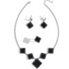 Trendy Ethnic Black Square Diamond Rhombus Jewelry Three-Piece Set 5 Trendy Ethnic Black Square Diamond Rhombus Jewelry Three-Piece Set