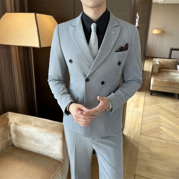Suit Men's Suit Business Formal Wear Black Double-Breasted Wedding Suit Men's Autumn and Winter New Wedding Dress