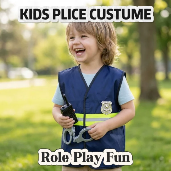 Kids Role-Play Vest Costume Set with Accessories - Firefighter, Police, Construction & More (7 Styles)