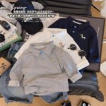 Boys Pony Print Polo Shirt Long-Sleeve Casual Top
