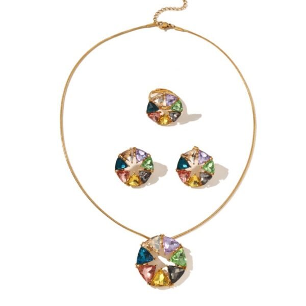 Xiyin Cross-Border Necklace Set, Colorful Design Pendant, Non-Fading Light Luxury Clavicle Chain 5 Xiyin Cross-Border Necklace Set, Colorful Design Pendant, Non-Fading Light Luxury Clavicle Chain