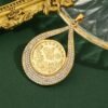 Middle East Dubai Vintage Carved Pendant Necklace, Ethnic Style, Vacuum Thickened Electroplated Gold