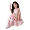 Girls' Graffiti Vest Dress, Summer Rainbow Pink Princess Dress