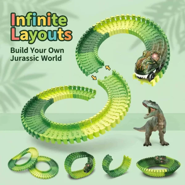 Dinosaur Electric Track Car Set - DIY Assembly Train Toy