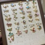 Freshwater Pearl Rings - Hand-Painted Enamel Flower Adjustable Ring Collection