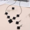 Trendy Ethnic Black Square Diamond Rhombus Jewelry Three-Piece Set 1 Trendy Ethnic Black Square Diamond Rhombus Jewelry Three-Piece Set