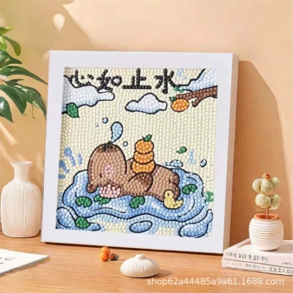 Capybara Diamond Painting DIY Kit, Handmade Cartoon Educational Craft Toy