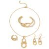 Dubai Fashion Cross-Border Horseshoe Buckle High-End Jewelry Set, Open Bracelet and Ring