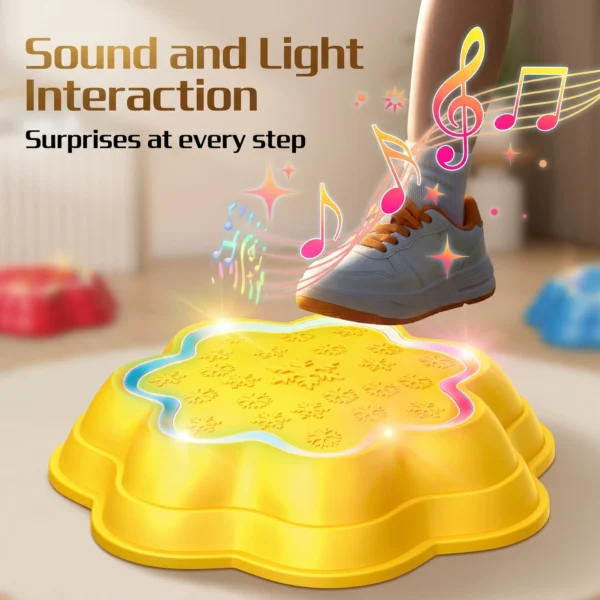 Musical Light-Up Balance Stepping Stones - Sensory River-Crossing Game for Kids
